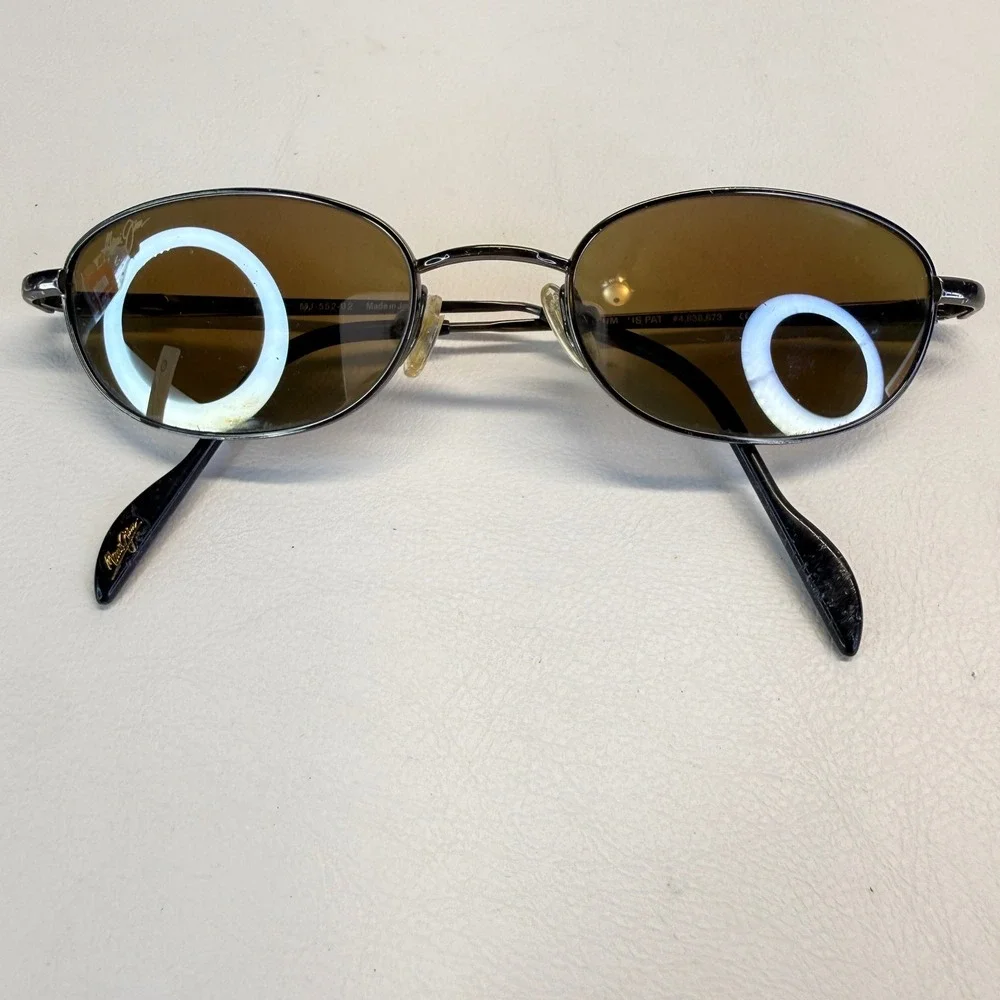 Maui Jim Kilohana Sunglasses MJ-552-02 Gunmetal Oval Brown Polarized Japan